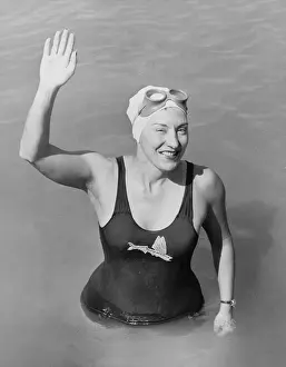 Lcgr1501 Prints: Florence Chadwick, after her fourth swim of the English Channel