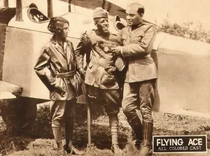 Kathryn Prints: THE FLYING ACE, left: Kathryn Boyd, far right: Lawrence Griner on lobbycard, 1926