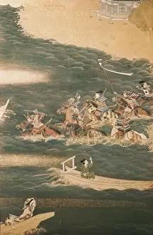Samurai Prints: Detail of a folding screen of eight sheets with episode of the Genpei Wars (1180-1185)