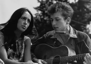 Dylan Prints: Folk singers Joan Baez and Bob Dylan singing at the 1963 Civil Rights March on Washington