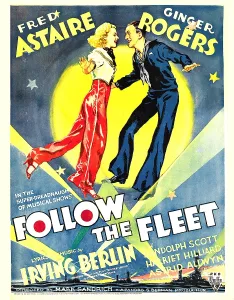 Searchlight Prints: FOLLOW THE FLEET, from left: Ginger Rogers, Fred Astaire on window card, 1936