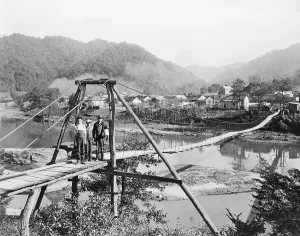 Kentucky Prints: A foot bridge on the Cumberland River