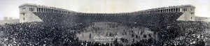 Yale University Prints: Football, The Game is Over; panorama of the Harvard - Yale football game, Boston, 1911