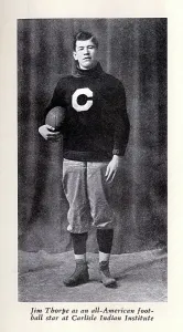 Thorpe Prints: Football, Jim Thorpe in Carlisle Indian Industrial School uniform, circa 1909