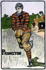 Princeton Prints: Football. A Princeton football player prepares to punt the ball