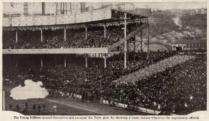Football Field Prints: Football, The Young Soldiers fire a brass cannon for effect at the Army vs