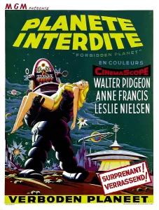 FORBIDDEN PLANET, (aka PLANETE INTERDITE), Belgian poster art, Robby the Robot, Anne Francis. 1956