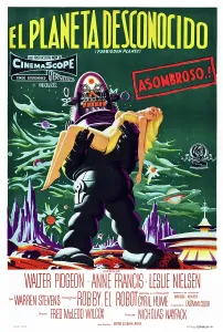 FORBIDDEN PLANET, Robby the Robot, Anne Francis, featured on Argentinean poster art, 1956