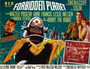 Nielsen Prints: FORBIDDEN PLANET, Walter Pidgeon, Anne Francis, Robby the robot, Leslie Nielsen, 1956