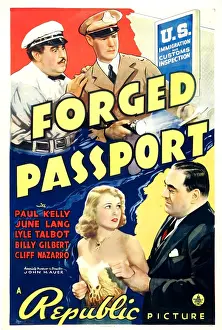 Gilbert Prints: FORGED PASSPORT, top from left: Billy Gilbert, Paul Kelly, bottom left: June Lang, 1939