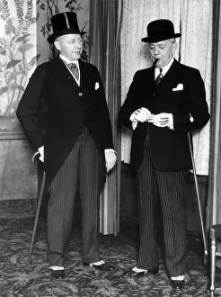 Trends Prints: Formal dress for men in 1930s. One gentleman prefers the top hat to the Bowler (or derby); an ascot to a tie