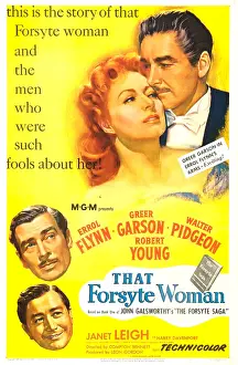 Red Hair Prints: THAT FORSYTE WOMAN, US poster, from top: Errol Flynn