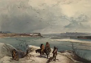 Frozen Prints: Fort Clark Trading Post (far left center) was built on the Missouri River by James Kipp