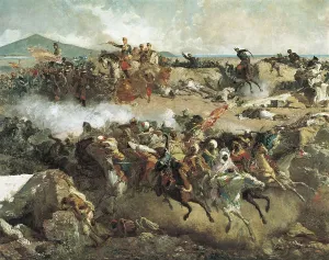 Romanticism Prints: FORTUNY, Mariano (1838-1874). Battle of Tetouan. 1863. Central detail