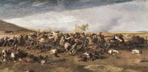 FORTUNY, Mariano (1838-1874). The Battle of Wad-Ras. 1860 - 1862. Episode of the War agains Morocco which happened on the 23th March 1860. Romanticism. Oil on canvas. SPAIN