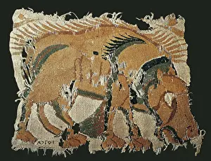 Zoomorphic Prints: Fragment of Egyptian fabric with hippopotamus of the Fatimid period (9th c)