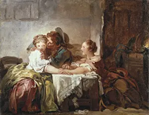 FRAGONARD, Jean Honore (1732-1806). Captured Kiss. 2nd half 18 c. Rococo. Oil on canvas. RUSSIA. Saint Petersburg. State Hermitage Museum. - C