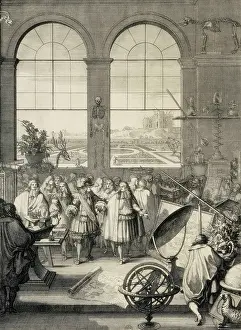 Called Le Roi Soleil 1638 1715 Prints: France (1666). Louis XIV and Colbert visiting the Academy of Sciences of Paris