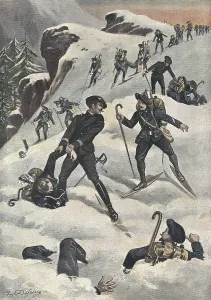 Snows Prints: France (1901). Alpine soldiers saved by his fellows