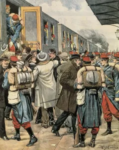 Algeria Prints: France (1901). Departure from Paris of French soldiers posted to Algiers