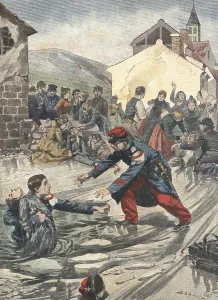 Salvation Prints: France (1901). Soldier saving a couple