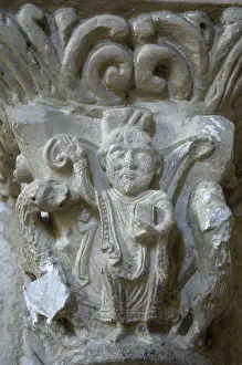 FRANCE. Lacommande. Church of Saint-Blaise (12th c.). Detail of a capital. Romanesque art. AISA/Everett Collection**US SALES ONLY**