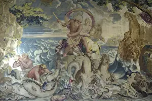 Seaside Prints: FRANCE. Pau. Castle. Triton or Neptune represented on a tapestry