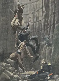 Wells Prints: France. Third Republic (1901). A French soldier was rescued after having survived his fall into a well