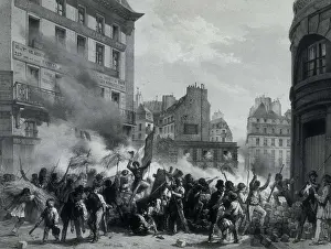 Policies Prints: France. Revolution of 1848. Fight and taking of the Palace of Water in the Royal Palace Square of Paris