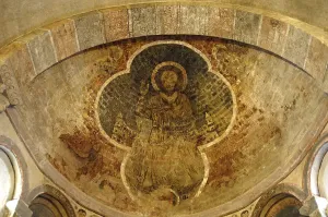 Midi Pyrenees Prints: FRANCE. Saint-Girons. Romanesque pantocrator in the Cathedral of Saint-Lizier (11th - 12th century)