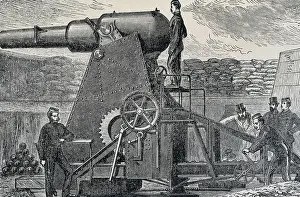 Etchingseurope Prints: Franco-Prussian War (1870). Moncrieff gun