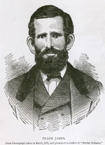 Bandits Prints: Frank James, engraving from a photograph taken in March, 1882