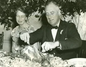 2013 Prints: Franklin and Eleanor Roosevelt celebrate Thanksgiving at Warm Springs