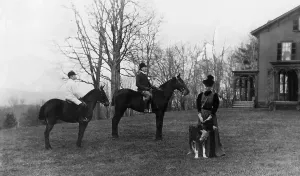 Parents Prints: Franklin Roosevelt and his father James on horseback at Hyde Park