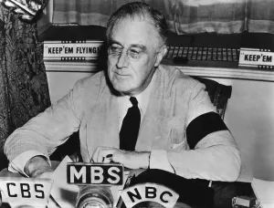 2013 Prints: Franklin Roosevelt in Fireside Chat about German attacks on U