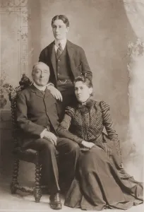 Fathers Prints: Franklin Roosevelt with his mother and father a formal portrait in Poughkeepsie N