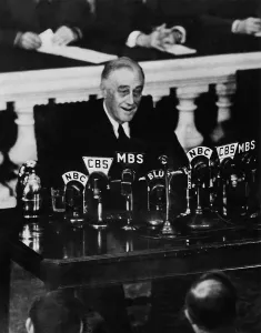 2013 Prints: Franklin Roosevelt speaks to Congress after the Yalta Conference. March 1, 1945