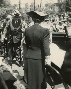 Disabled Prints: Franklin Roosevelt walks with assistance in Staunton