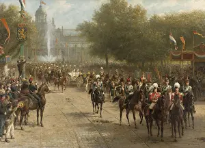Guards Prints: Frederiksplein in Amsterdam during the Arrival of Queen Wilhelmina