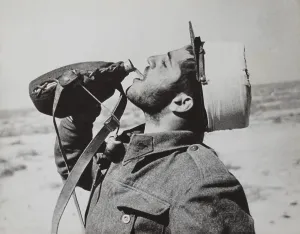 Thirst Prints: Free French soldier drinking from his canteen in the Western Desert in 1942