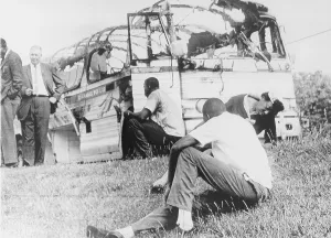 Images Dated 8th May 2008: Freedom Rider's bus was destroyed by a mob of whites opposing their efforts to integrate public transportation