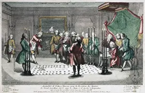 Masons Prints: Freemasonry Assembly to receive the Masters (18th c)