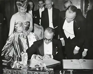Strapless Gown Prints: The French-Argentine Treaty of Commerce is signed in Paris, July 24, 1947