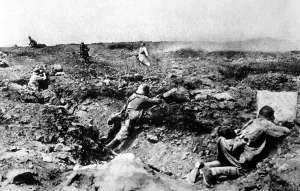 Attacks Prints: A French assault on German positions (in foreground trench)