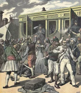 To Storm Prints: French empire. Bandits in an oriental colony detain a train with French travellers