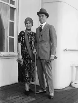 Photographer Prints: French fashion designer Jean Patou and Therese Bonney on an Ocean Liner arriving in NYC