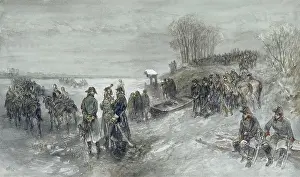 Brush Prints: French Forces Advance Over a Frozen River