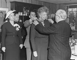 Humanitarian Prints: French President Auriol presenting Eleanor Roosevelt with a medal