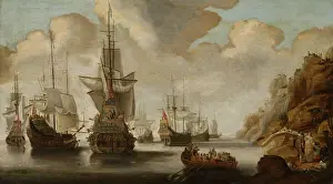 Coast Prints: French Squadron near a Rocky Coast