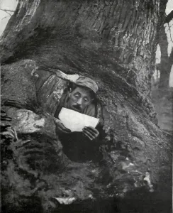Southern Front Prints: French WW1 soldier in a dugout tree reading a letter